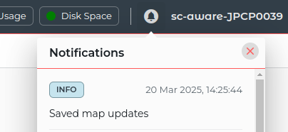 Notification of the automatic map update after a localisation run