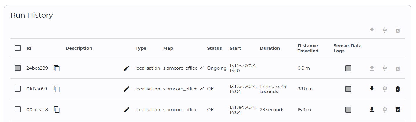 Run History table with runs using a map that has been updated